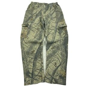 Vintage Jerzees Camo Sweatpants Men Medium Cargo Jogger 90s Y2K USA Hardwoods